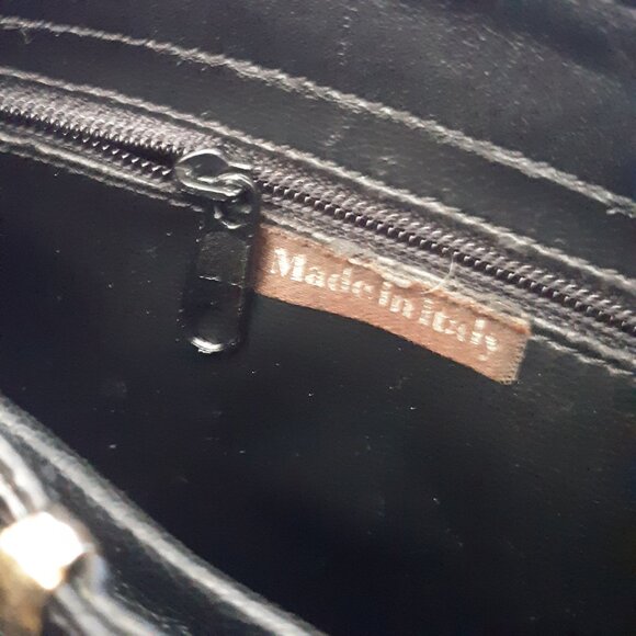 Vintage Faux Alligator Patent Black Evening Bag Purse Made in Italy - Picture 16 of 16